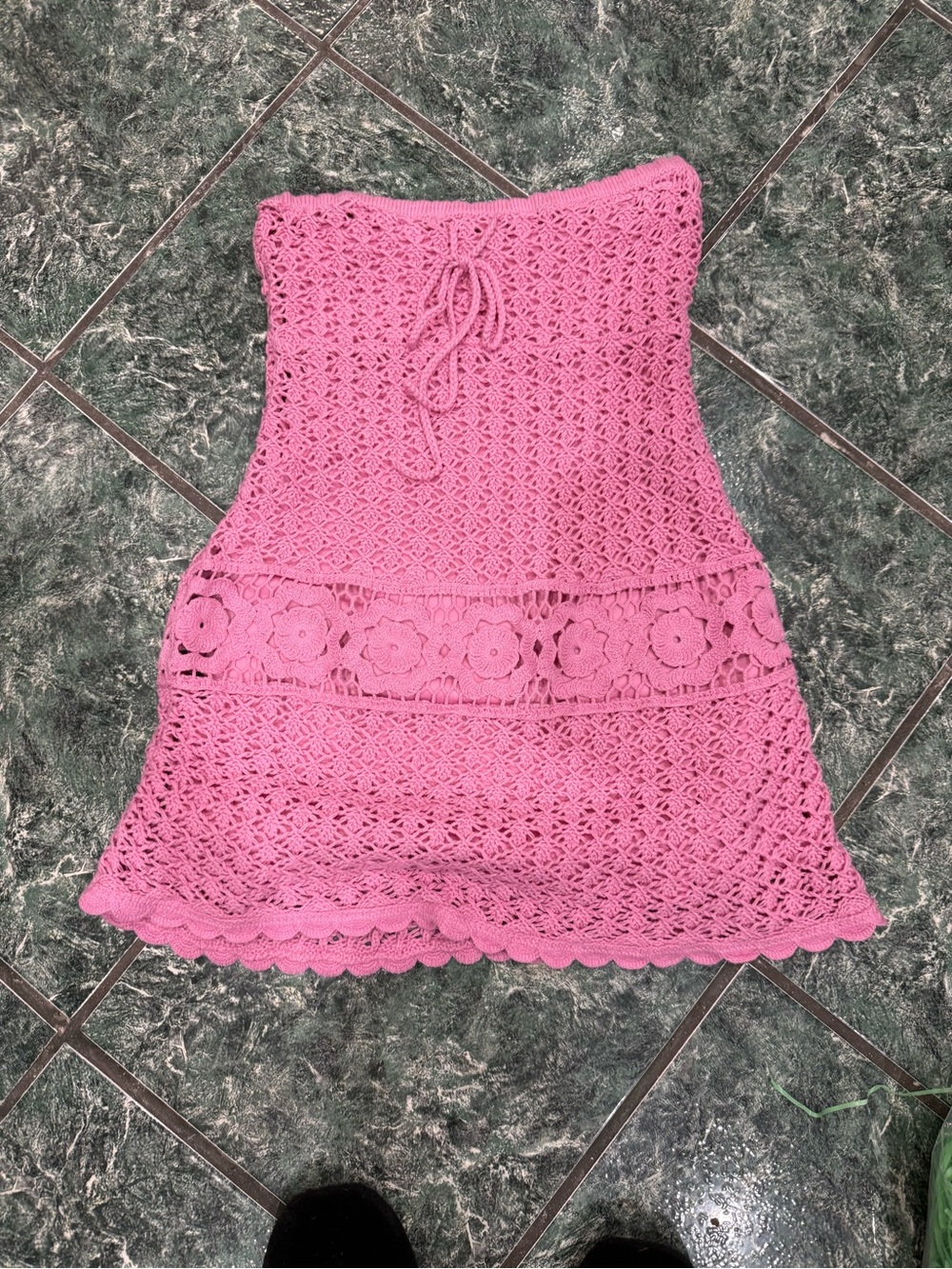 Crochet Pink Strapless Mini Dress - Wild fable size S NWOT